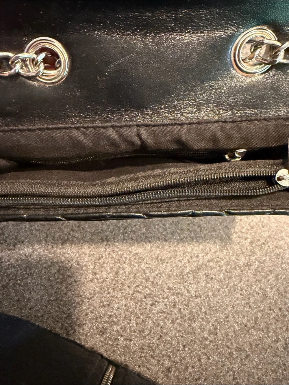 Black Quilted Chain Strap Crossbody Bag Turn Lock Purse